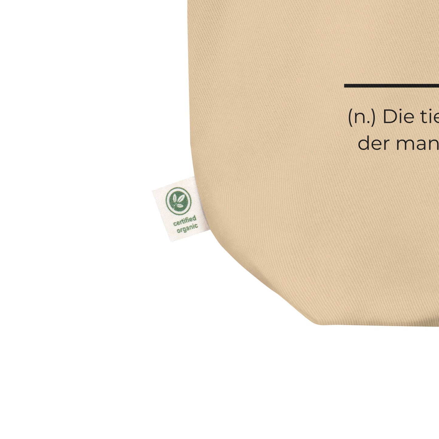 Nachtstill Bio-Stoffbeutel. Einkaufstasche in Oyster aus Bio-Baumwolle - Res5 Edition - Ansicht Zertifikat Info