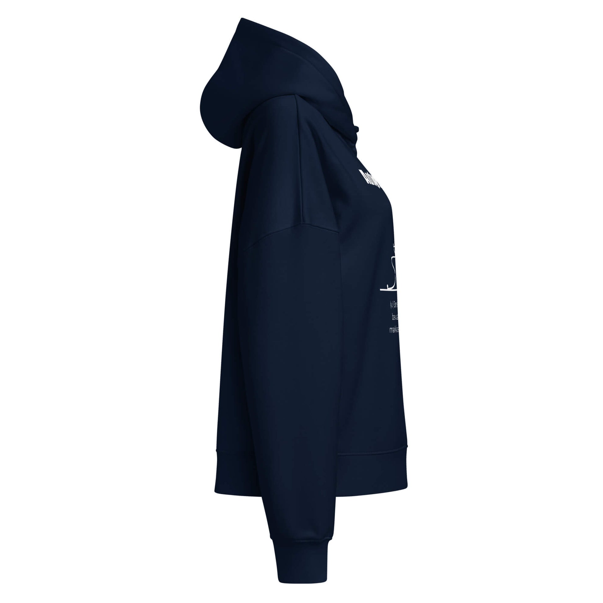 Autogrammieren Damen Hoodie in French Navy – Bio-Baumwolle, femininer Schnitt – Ansicht rechts – Wortstolz