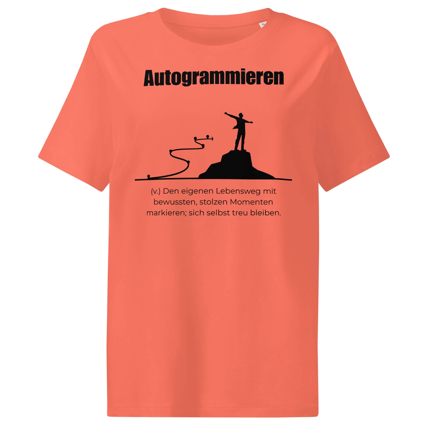 Autogrammieren Damen T-Shirt in Fiesta – schwarzer Aufdruck, Bio-Baumwolle, femininer Schnitt – Wortstolz