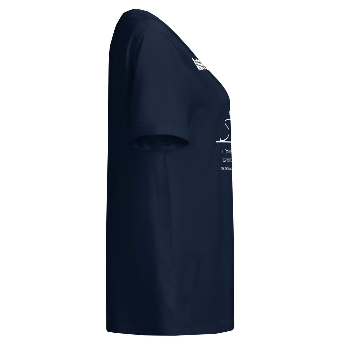 Autogrammieren Damen T-Shirt in French Navy – Bio-Baumwolle, femininer Schnitt – Ansicht rechts – Wortstolz