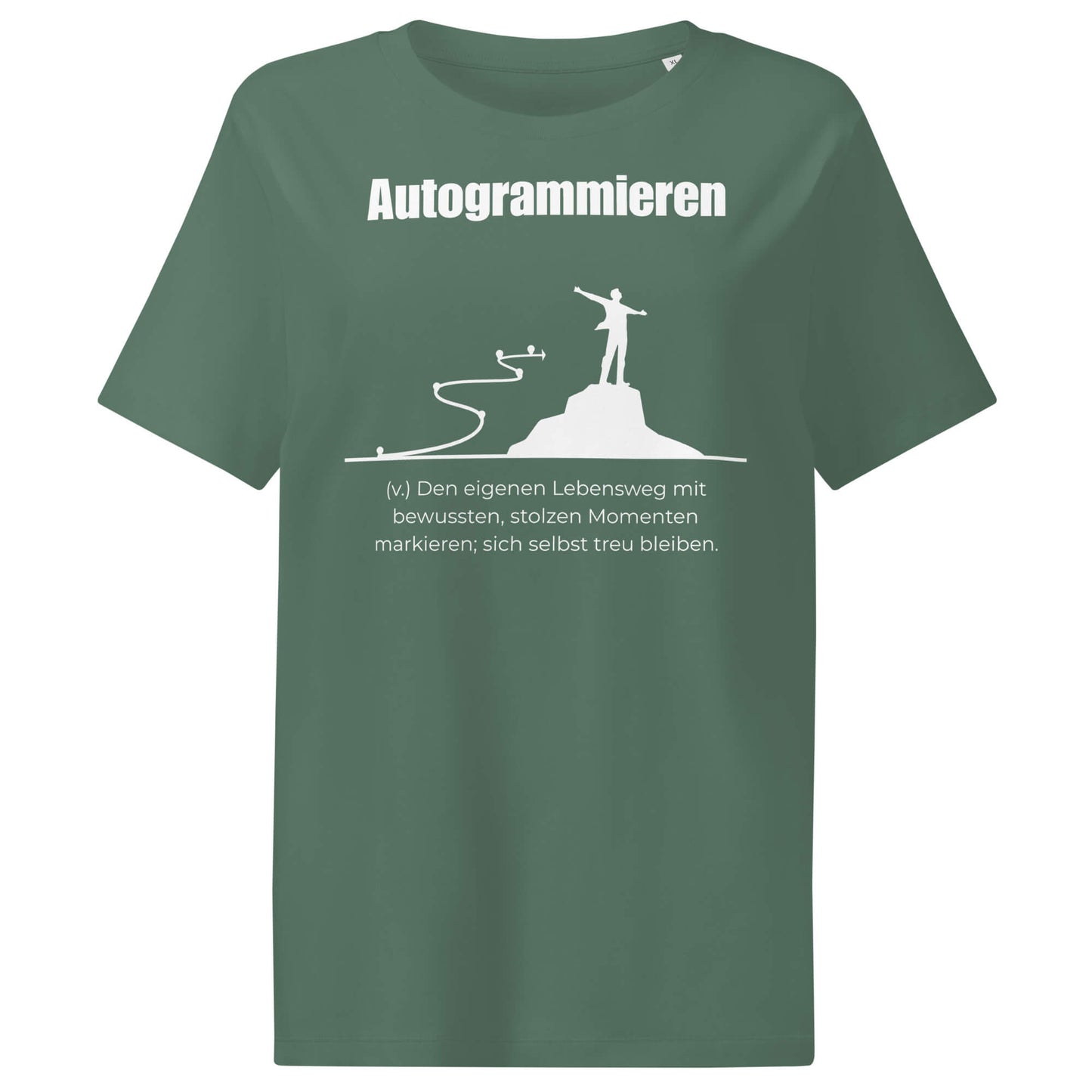 Autogrammieren Damen T-Shirt in Green Bay – weißer Aufdruck, Bio-Baumwolle, femininer Schnitt – Wortstolz