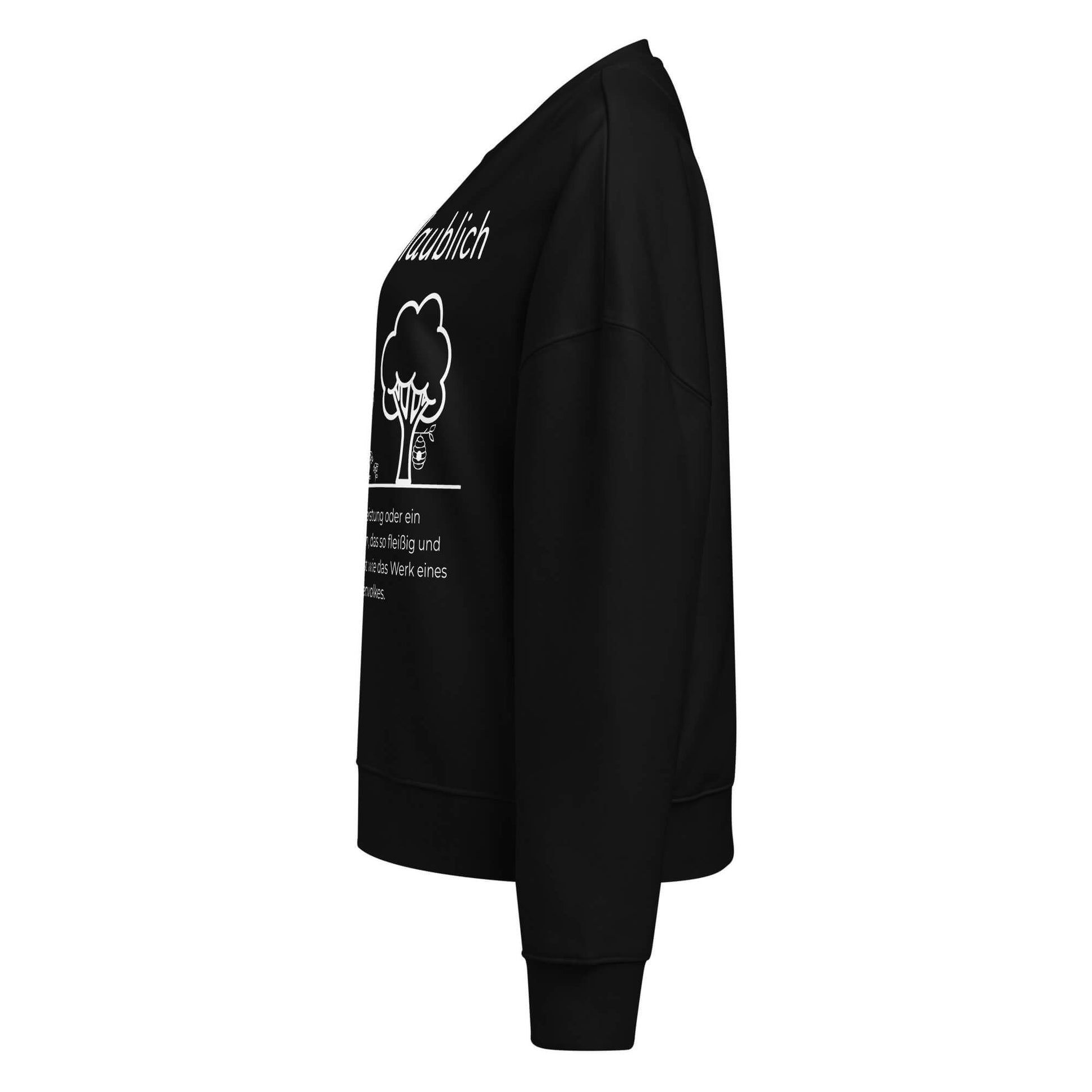 Bienoglaublich Damen Pullover in Black – Bio-Baumwolle, femininer Schnitt – Ansicht links – Wortstolz