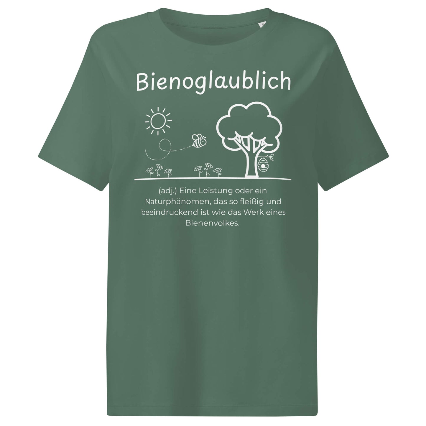 Bienoglaublich Damen T-Shirt in Green Bay – weißer Aufdruck, Bio-Baumwolle, femininer Schnitt – Wortstolz