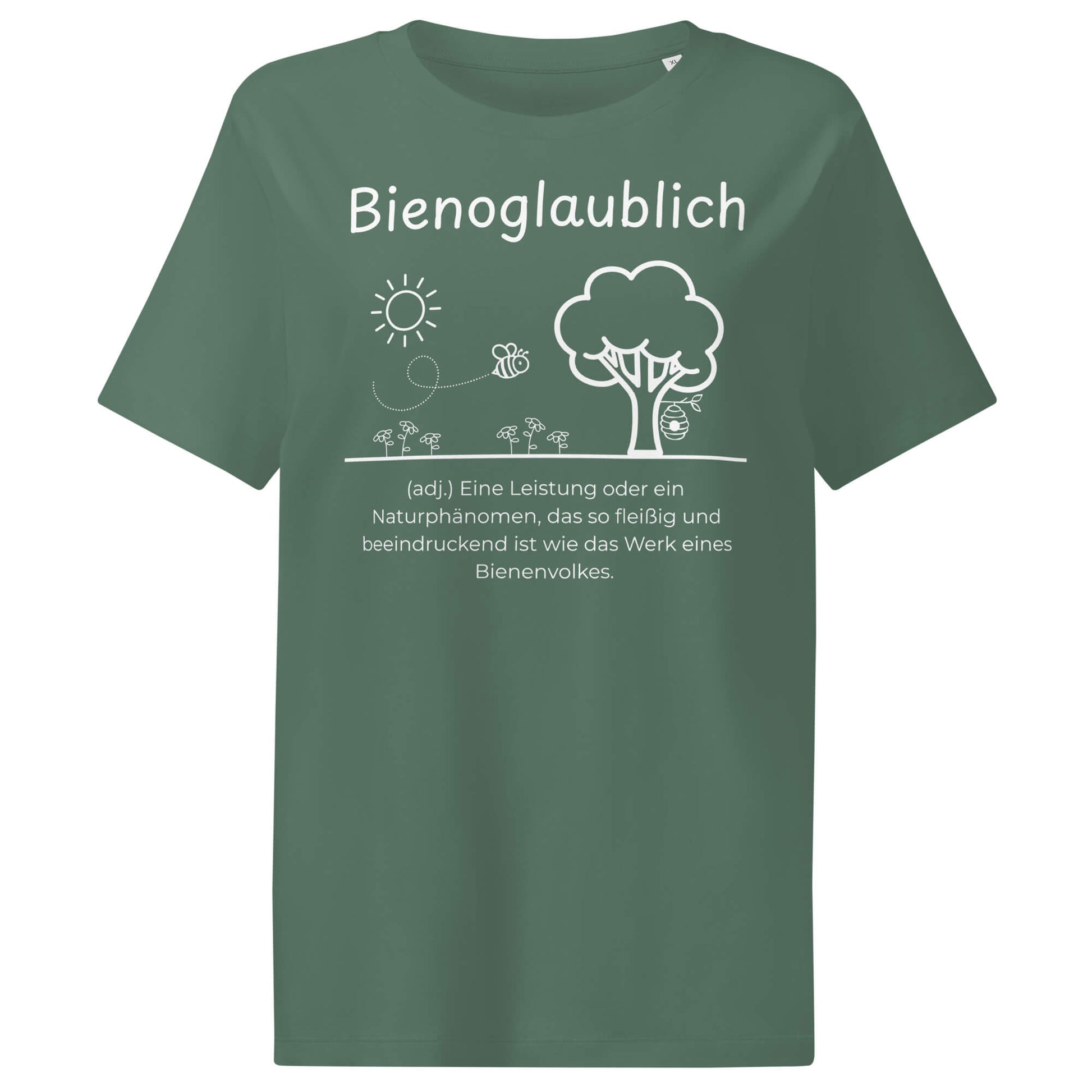 Bienoglaublich Damen T-Shirt in Green Bay – weißer Aufdruck, Bio-Baumwolle, femininer Schnitt – Wortstolz