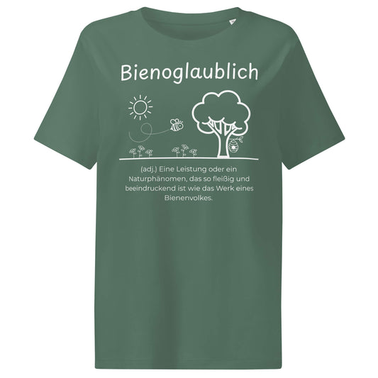 Bienoglaublich Damen T-Shirt in Green Bay – weißer Aufdruck, Bio-Baumwolle, femininer Schnitt – Wortstolz