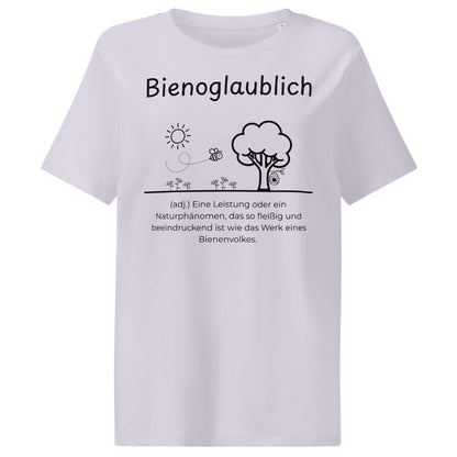 Bienoglaublich Damen T-Shirt in Lavender – schwarzer Aufdruck, Bio-Baumwolle, femininer Schnitt – Wortstolz