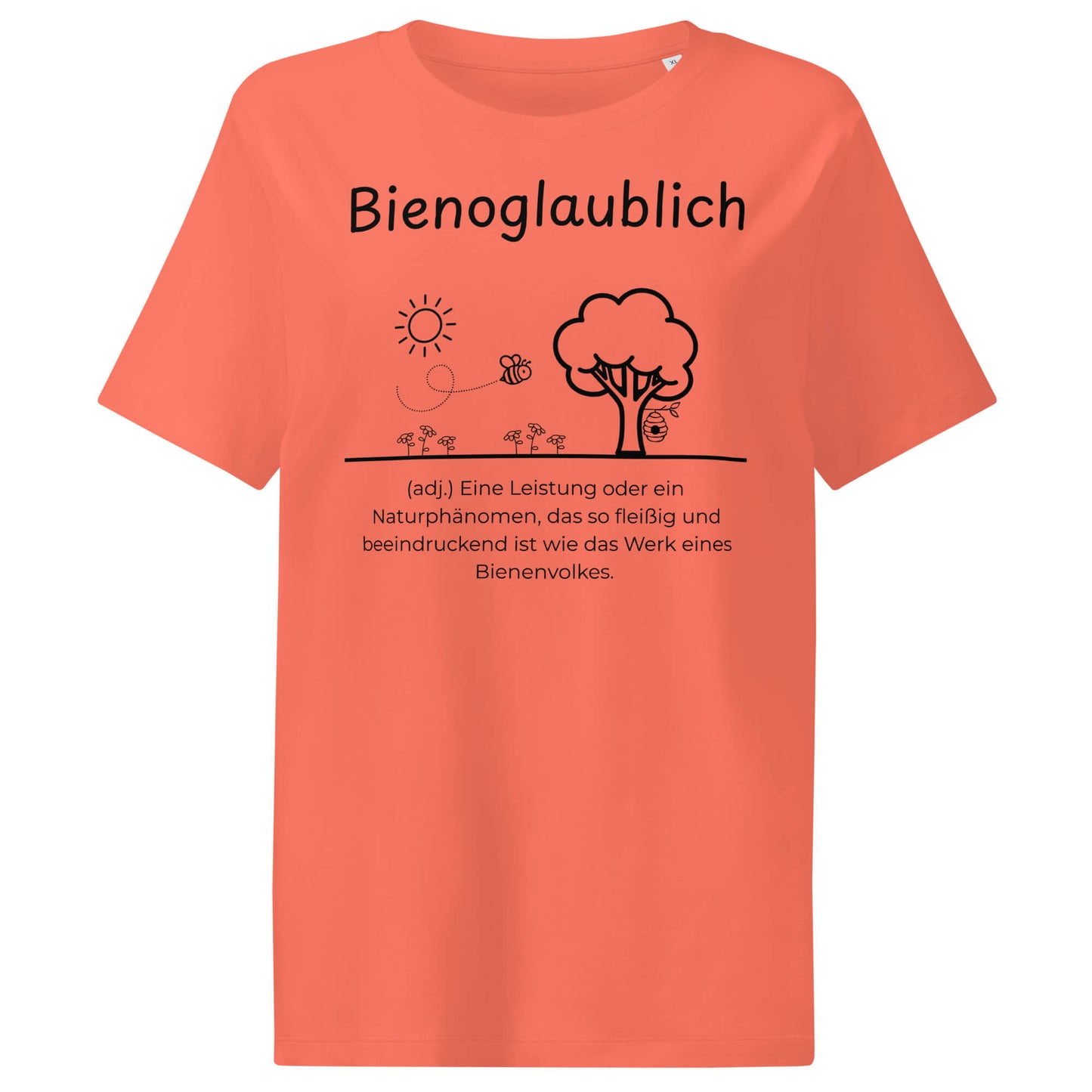 Bienoglaublich Damen T-Shirt in Fiesta – schwarzer Aufdruck, Bio-Baumwolle, femininer Schnitt – Wortstolz