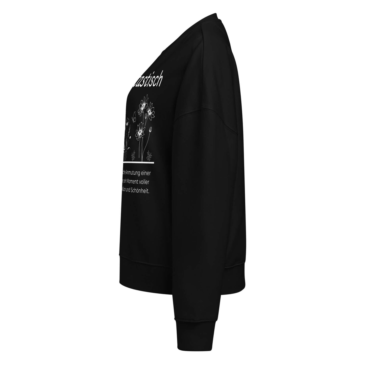 Blumotastisch Damen Pullover in Black – Bio-Baumwolle, femininer Schnitt – Ansicht links – Wortstolz