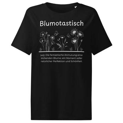 Blumotastisch Damen T-Shirt in Black – weißer Aufdruck, Bio-Baumwolle, femininer Schnitt – Wortstolz