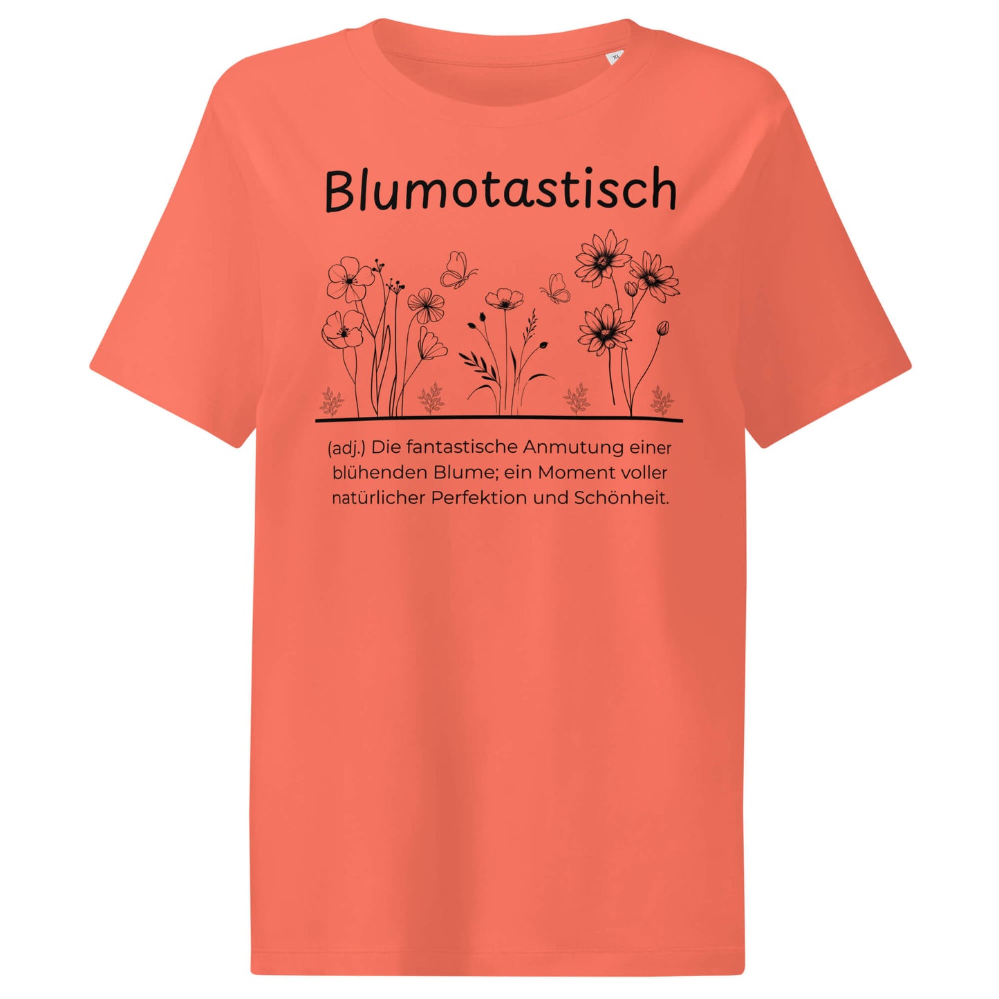 Blumotastisch Damen T-Shirt in Fiesta – schwarzer Aufdruck, Bio-Baumwolle, femininer Schnitt – Wortstolz