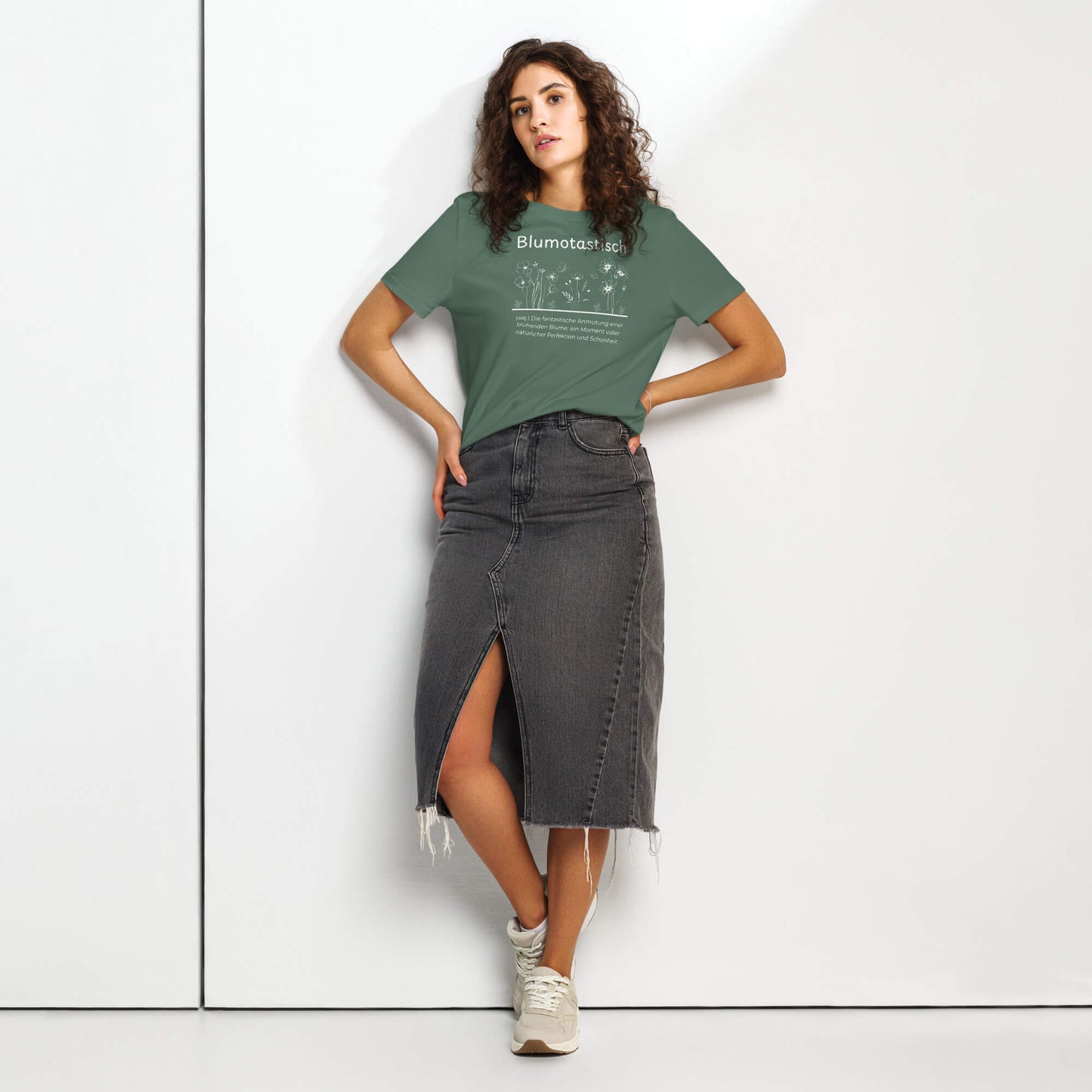 Blumotastisch Damen T-Shirt – Green Bay – Model trägt Größe S – Wortstolz