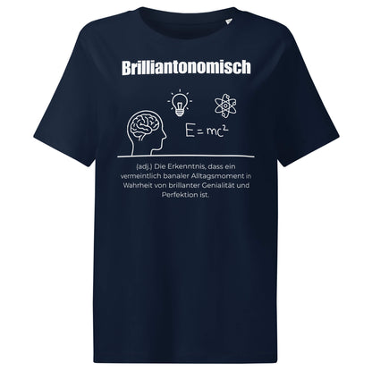 Brilliantonomisch Damen T-Shirt in French Navy – weißer Aufdruck, Bio-Baumwolle, femininer Schnitt – Wortstolz