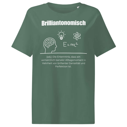 Brilliantonomisch Damen T-Shirt in Green Bay – weißer Aufdruck, Bio-Baumwolle, femininer Schnitt – Wortstolz