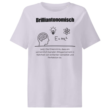 Brilliantonomisch Damen T-Shirt in Lavender – schwarzer Aufdruck, Bio-Baumwolle, femininer Schnitt – Wortstolz