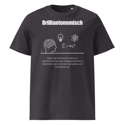 Brilliantonomisch Herren T-Shirt in Anthracite – weißer Aufdruck, Bio-Baumwolle, maskuliner Schnitt – Wortstolz