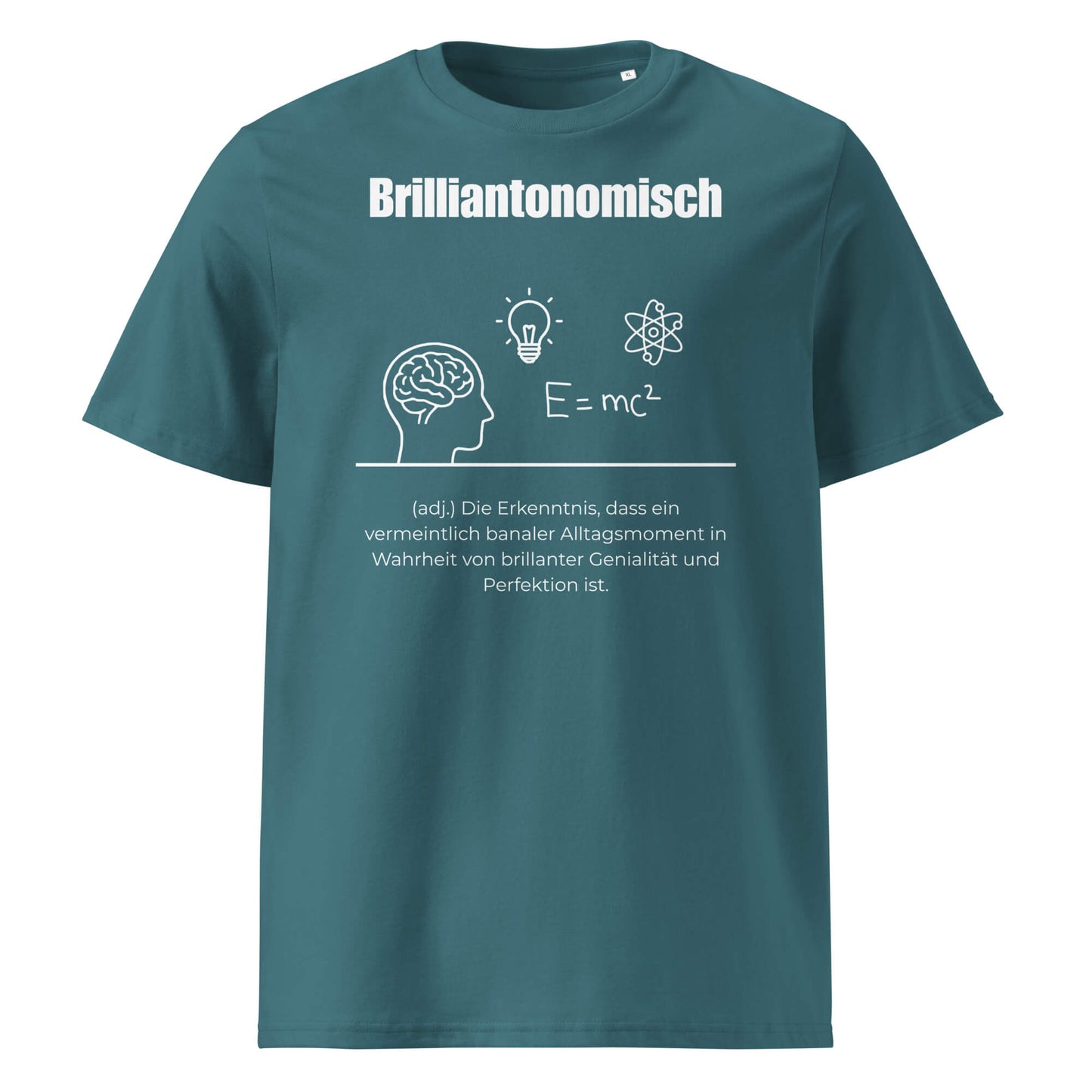 Brilliantonomisch Herren T-Shirt in Stargazer – weißer Aufdruck, Bio-Baumwolle, maskuliner Schnitt – Wortstolz