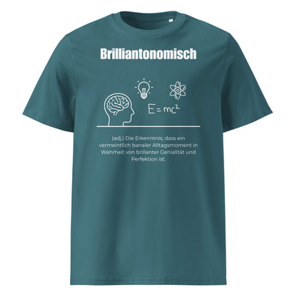Brilliantonomisch Herren T-Shirt in Stargazer – weißer Aufdruck, Bio-Baumwolle, maskuliner Schnitt – Wortstolz