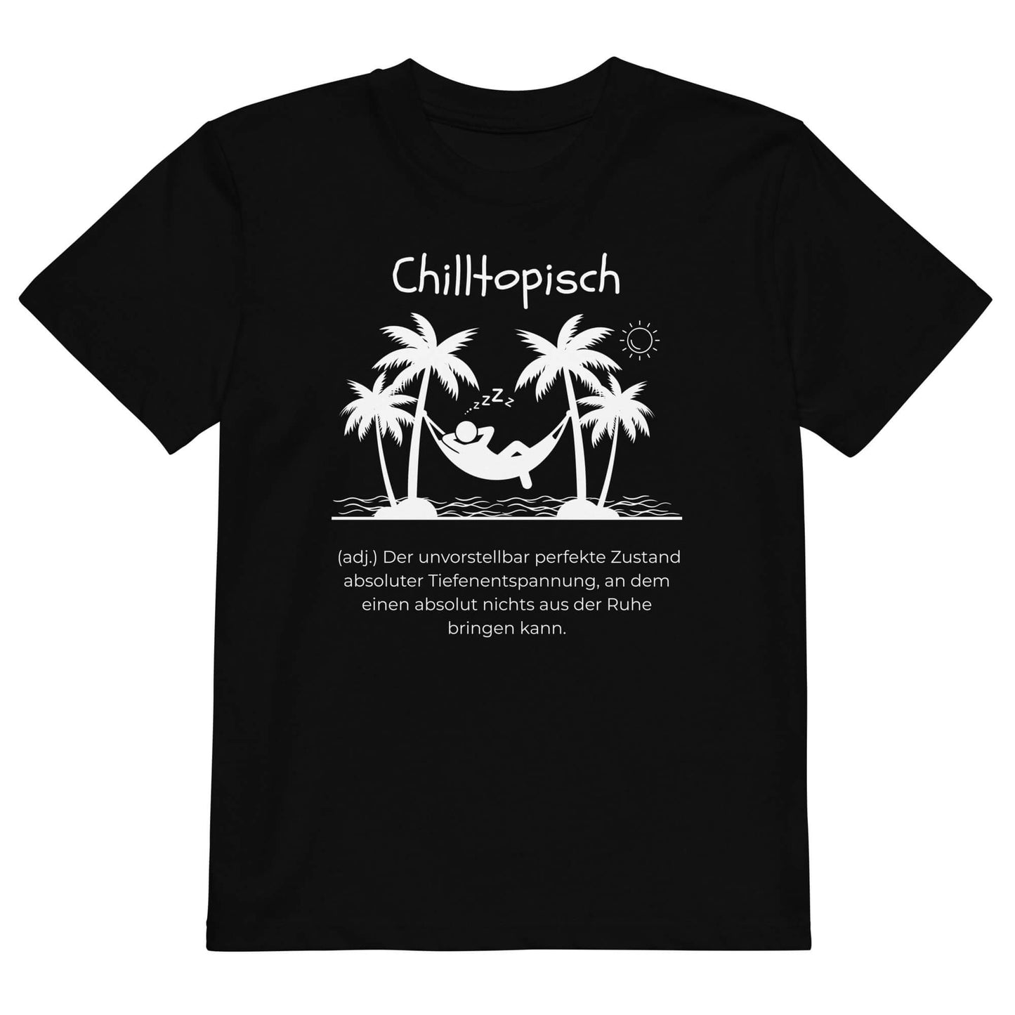 Chilltopisch Kinder-T-Shirt in Black – weißer Aufdruck, Bio-Baumwolle, reguläter Schnitt – Wortstolz