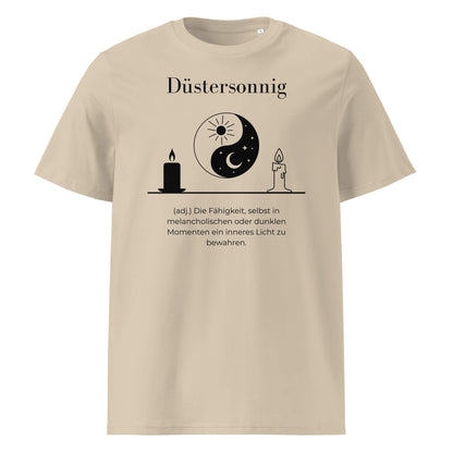 Düstersonnig Herren T-Shirt in Desert Dust – schwarzer Aufdruck, Bio-Baumwolle, maskuliner Schnitt – Wortstolz