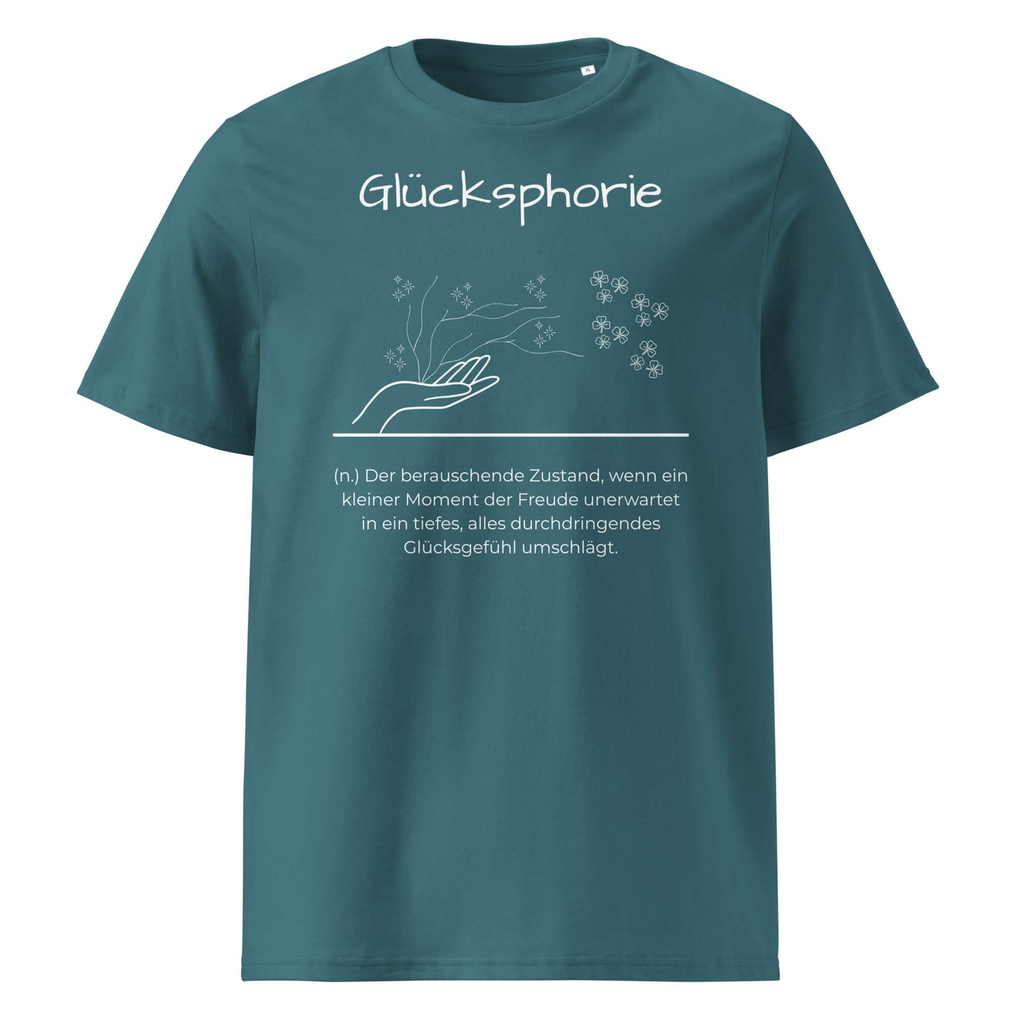 Glücksphorie Herren T-Shirt in Stargazer – weißer Aufdruck, Bio-Baumwolle, maskuliner Schnitt – Wortstolz