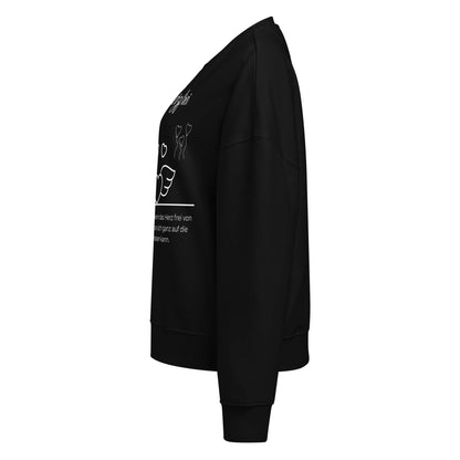 Herzfrei Damen Pullover in Black – Bio-Baumwolle, femininer Schnitt – Ansicht links – Wortstolz