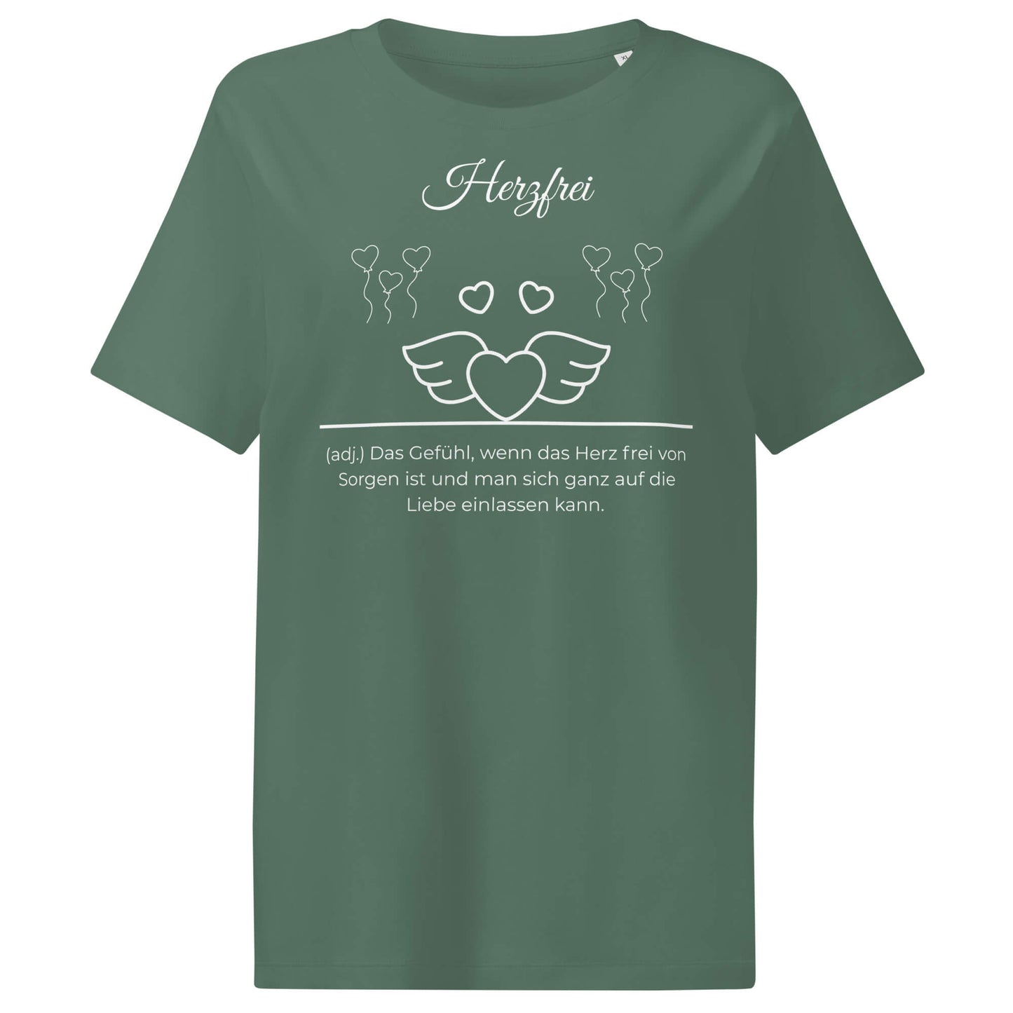 Herzfrei Damen T-Shirt in Green Bay – weißer Aufdruck, Bio-Baumwolle, femininer Schnitt – Wortstolz