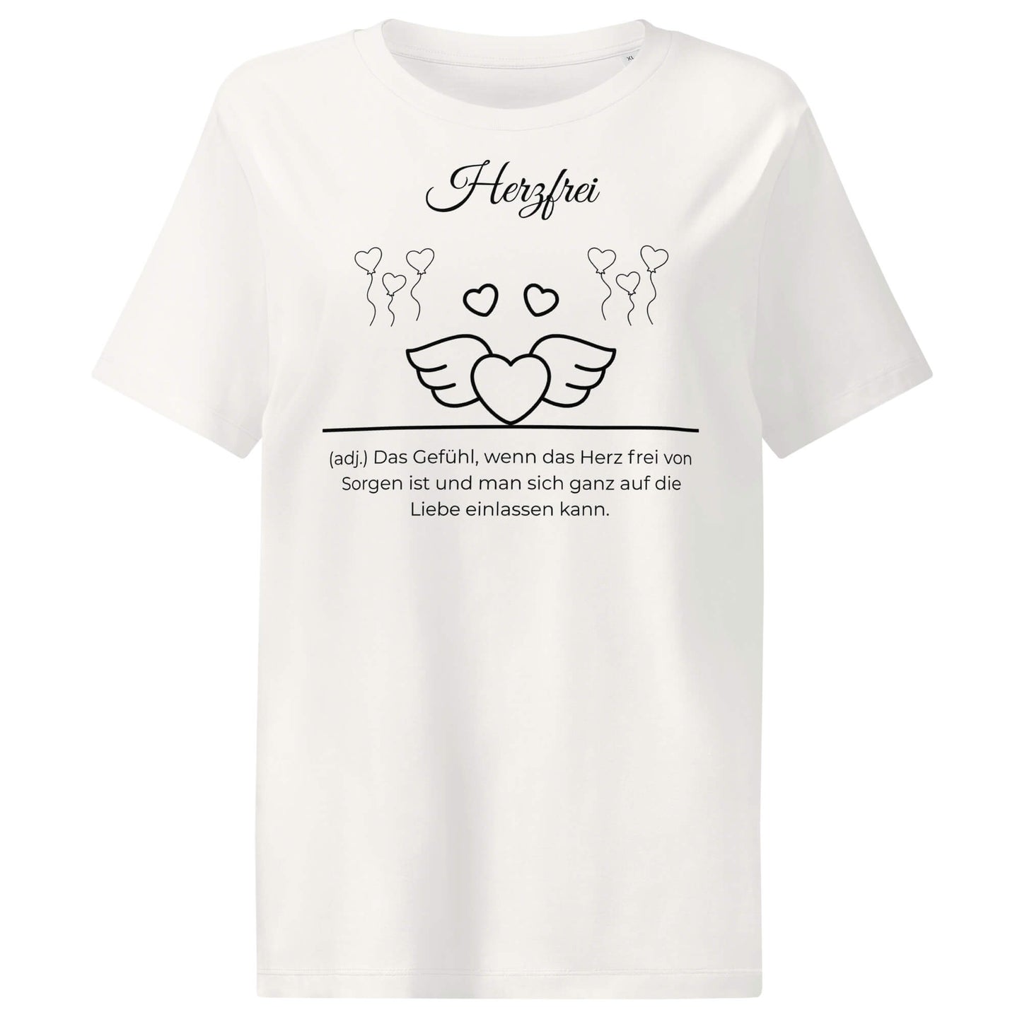 Herzfrei Damen T-Shirt in Off White – schwarzer Aufdruck, Bio-Baumwolle, femininer Schnitt – Wortstolz