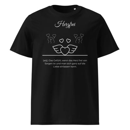 Herzfrei Herren T-Shirt in Black – weißer Aufdruck, Bio-Baumwolle, maskuliner Schnitt – Wortstolz