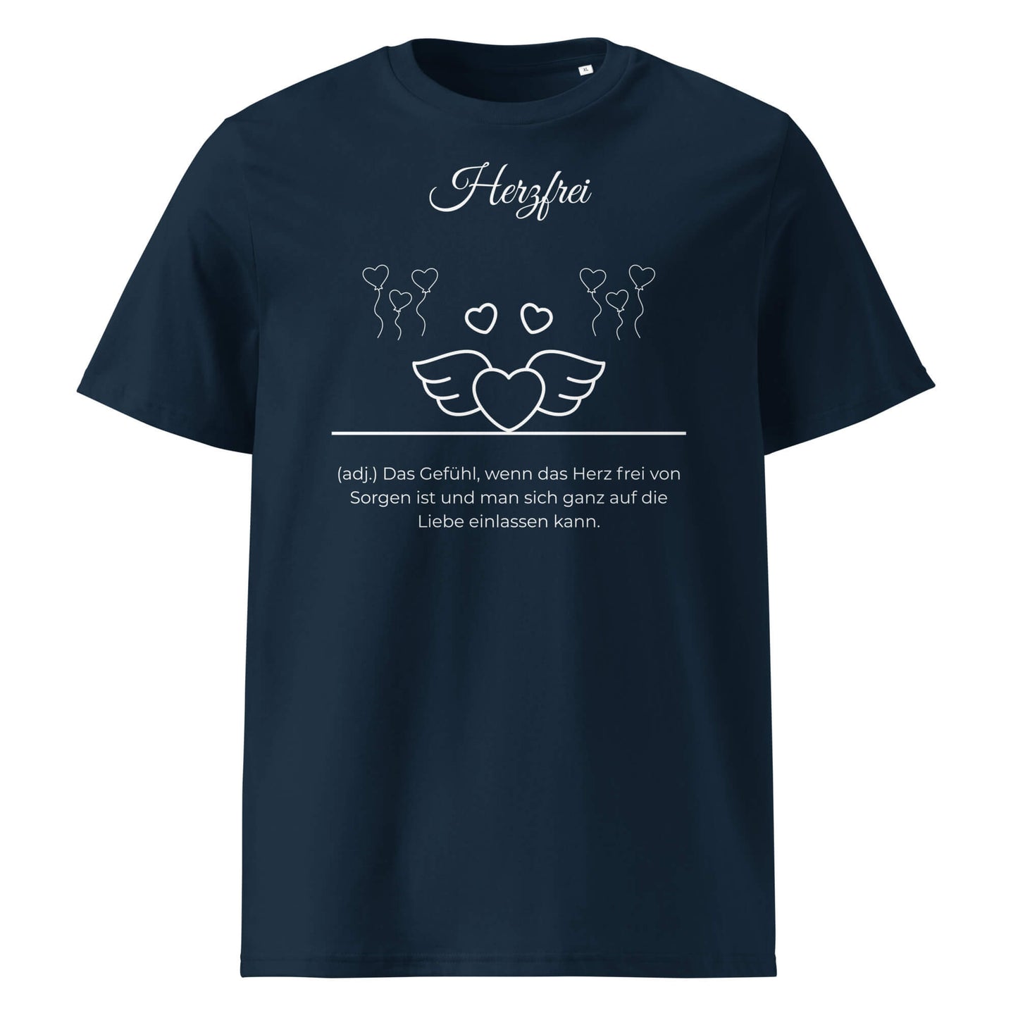 Herzfrei Herren T-Shirt in French Navy – weißer Aufdruck, Bio-Baumwolle, maskuliner Schnitt – Wortstolz