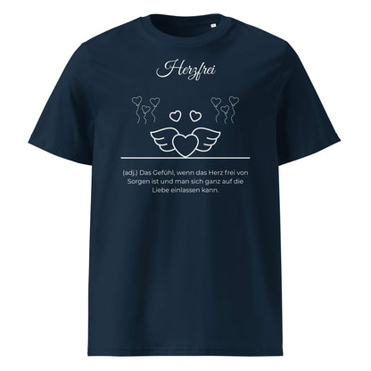 Herzfrei Herren T-Shirt in French Navy – weißer Aufdruck, Bio-Baumwolle, maskuliner Schnitt – Wortstolz