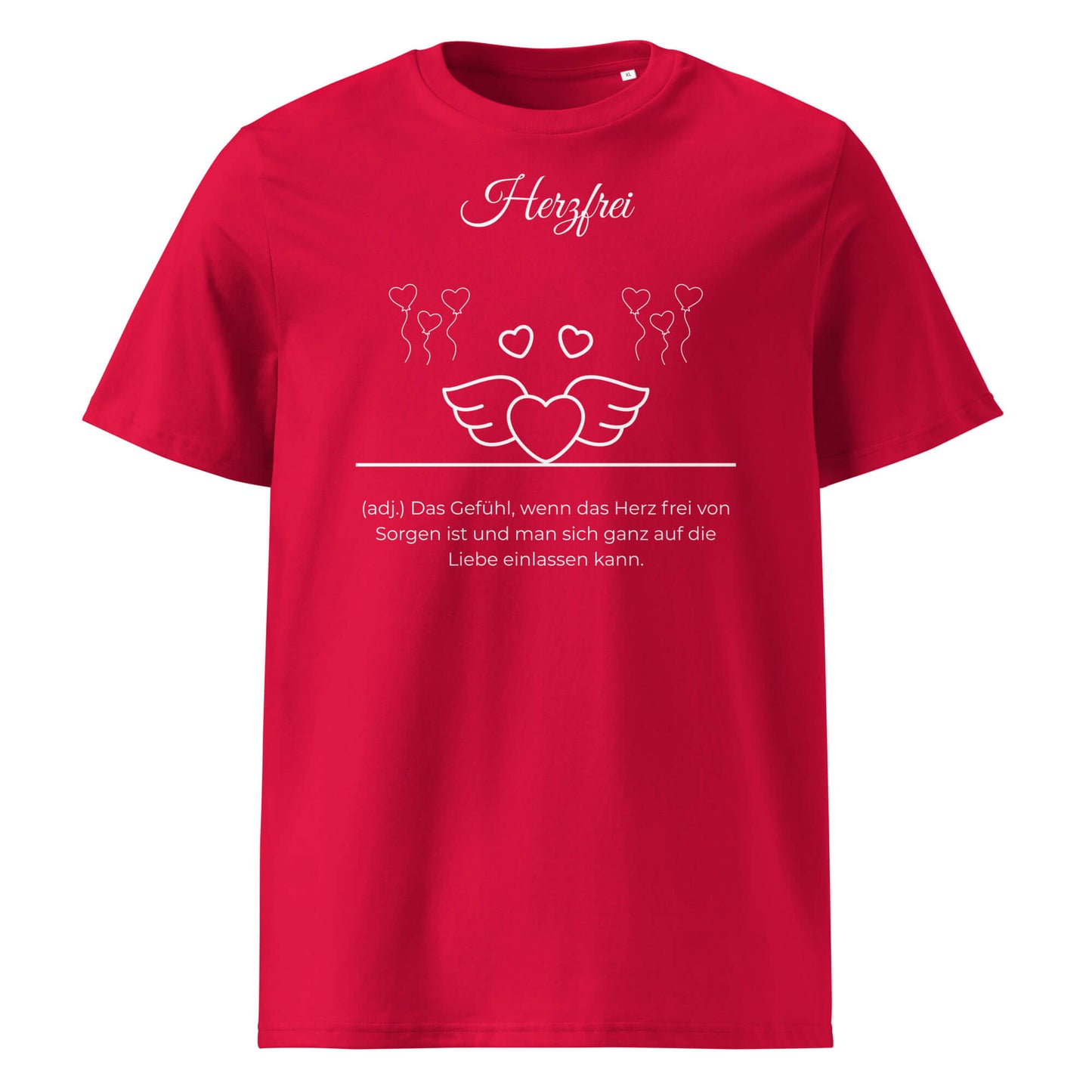 Herzfrei Herren T-Shirt in Red – weißer Aufdruck, Bio-Baumwolle, maskuliner Schnitt – Wortstolz
