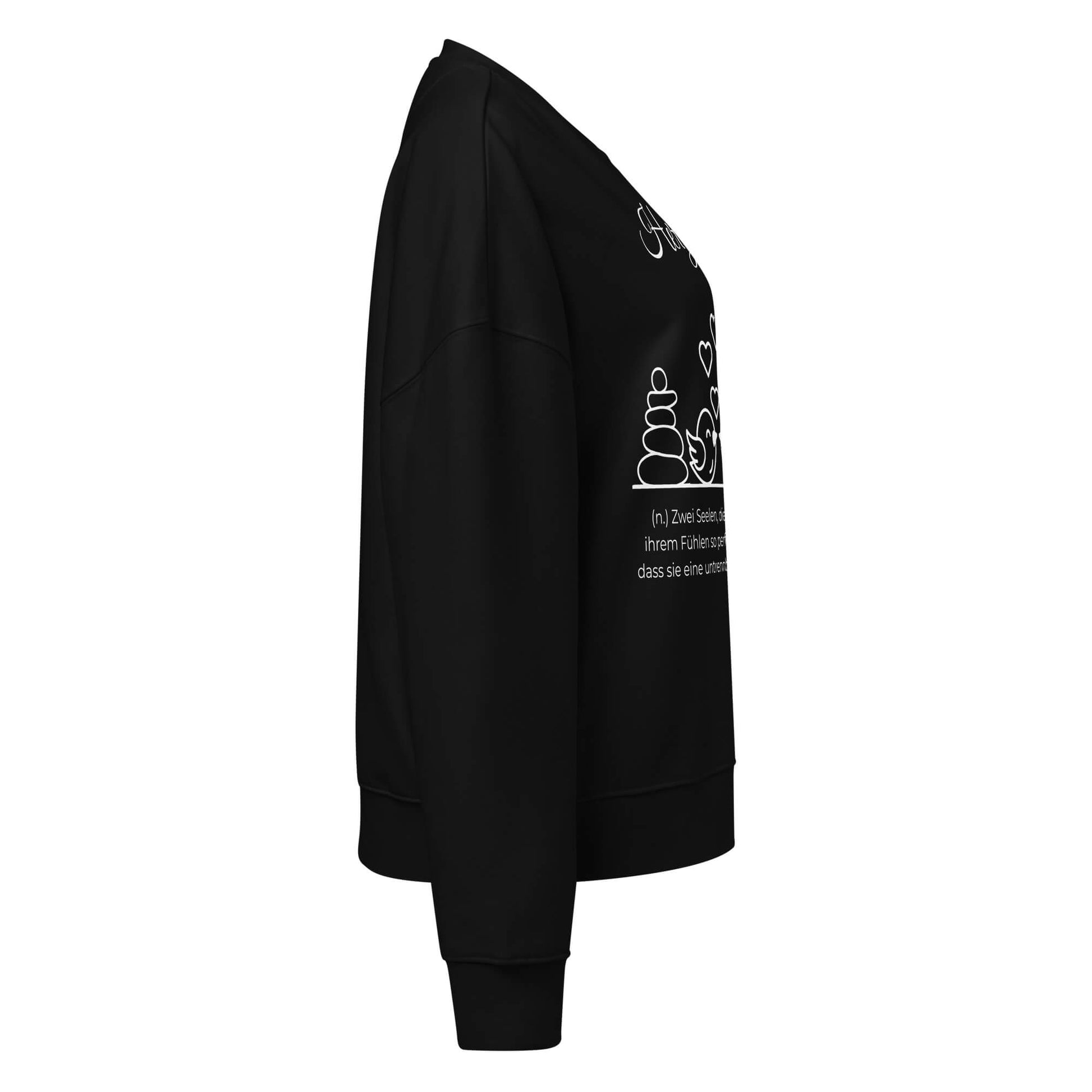 HerzpaarDamen Pullover in Black – Bio-Baumwolle, femininer Schnitt – Ansicht rechts – Wortstolz