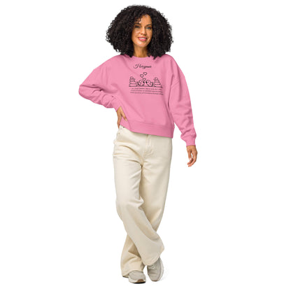 Herzpaar Damen Pullover – Bubble Pink – Model trägt Größe S – Wortstolz