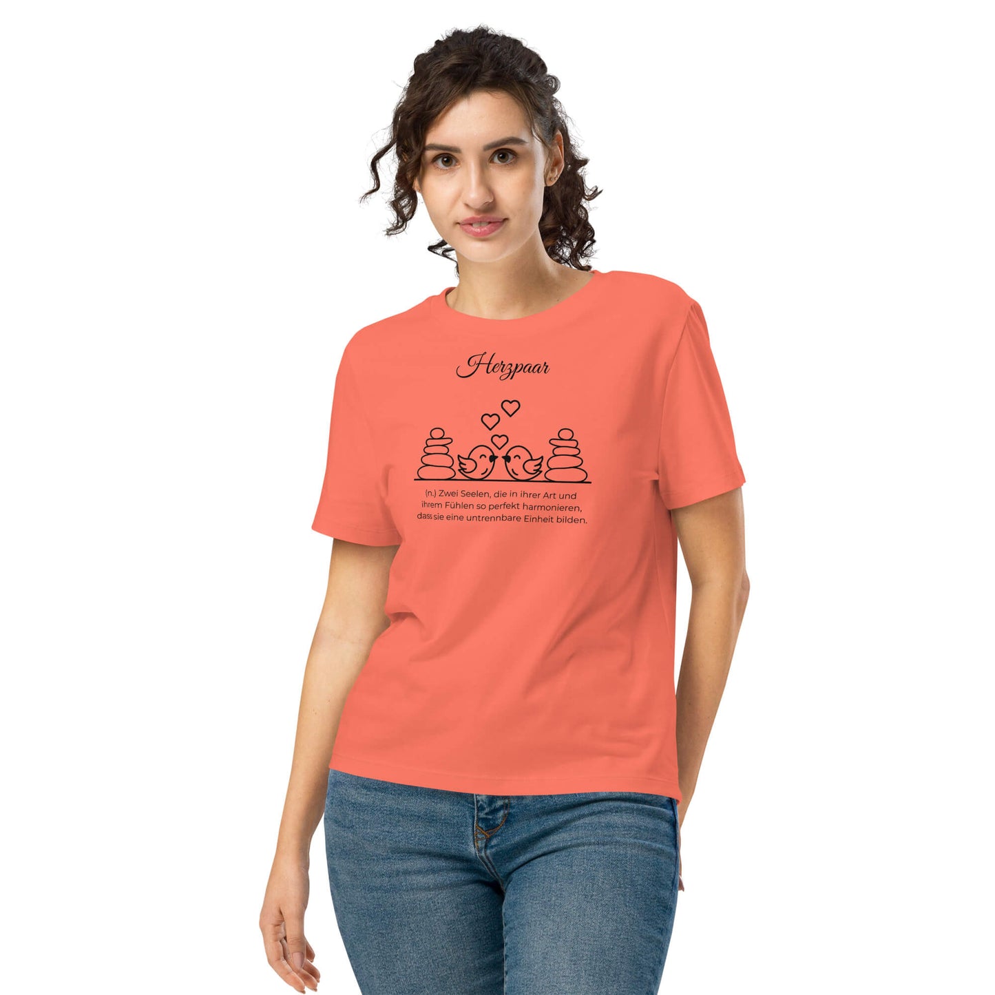 Herzpaar Damen T-Shirt – Fiesta – Model trägt Größe S – Wortstolz