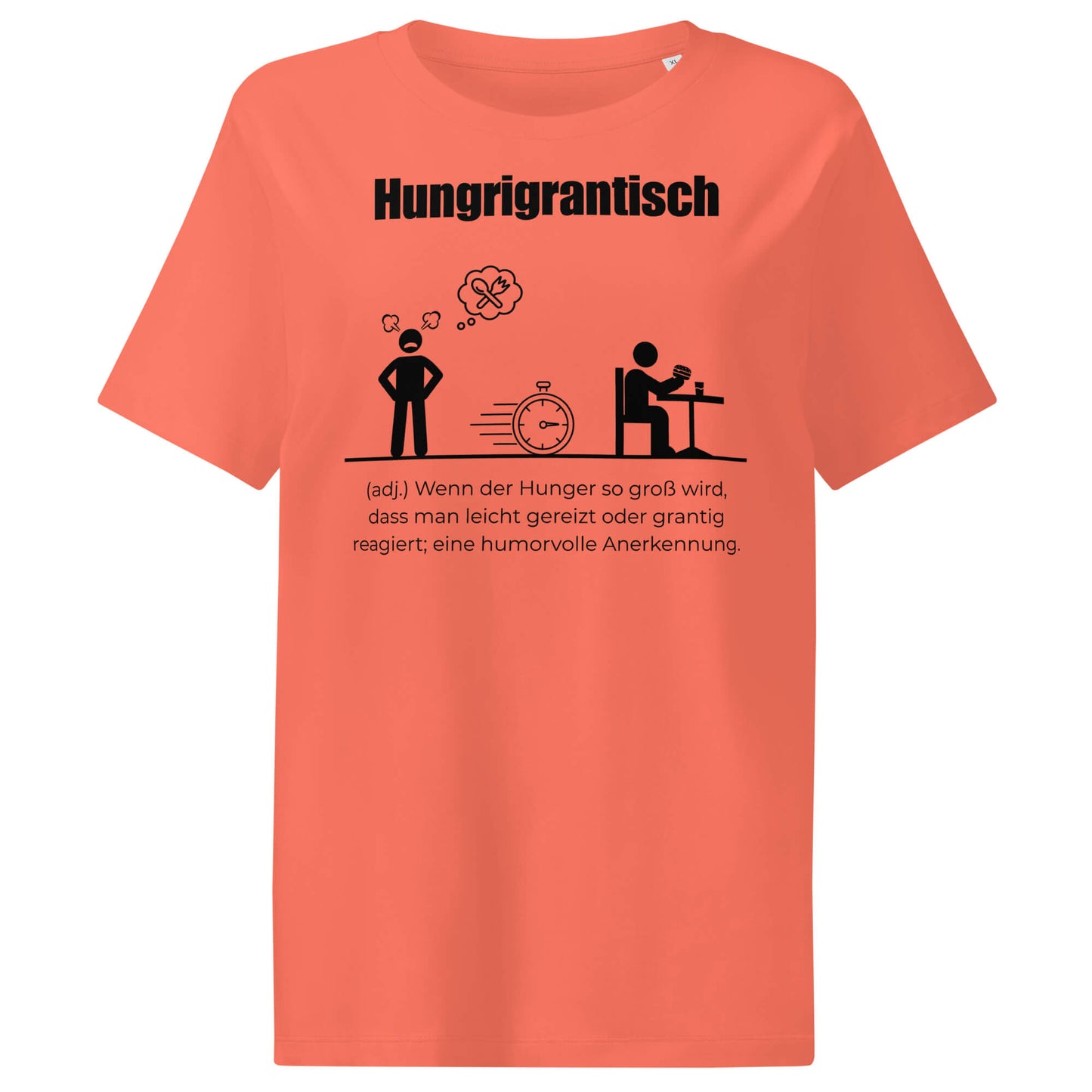 Hungrigrantisch Damen T-Shirt in Fiesta – schwarzer Aufdruck, Bio-Baumwolle, femininer Schnitt – Wortstolz