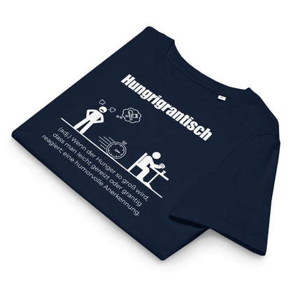 Hungrigrantisch Damen T-Shirt – French Navy – Gefaltet – Wortstolz