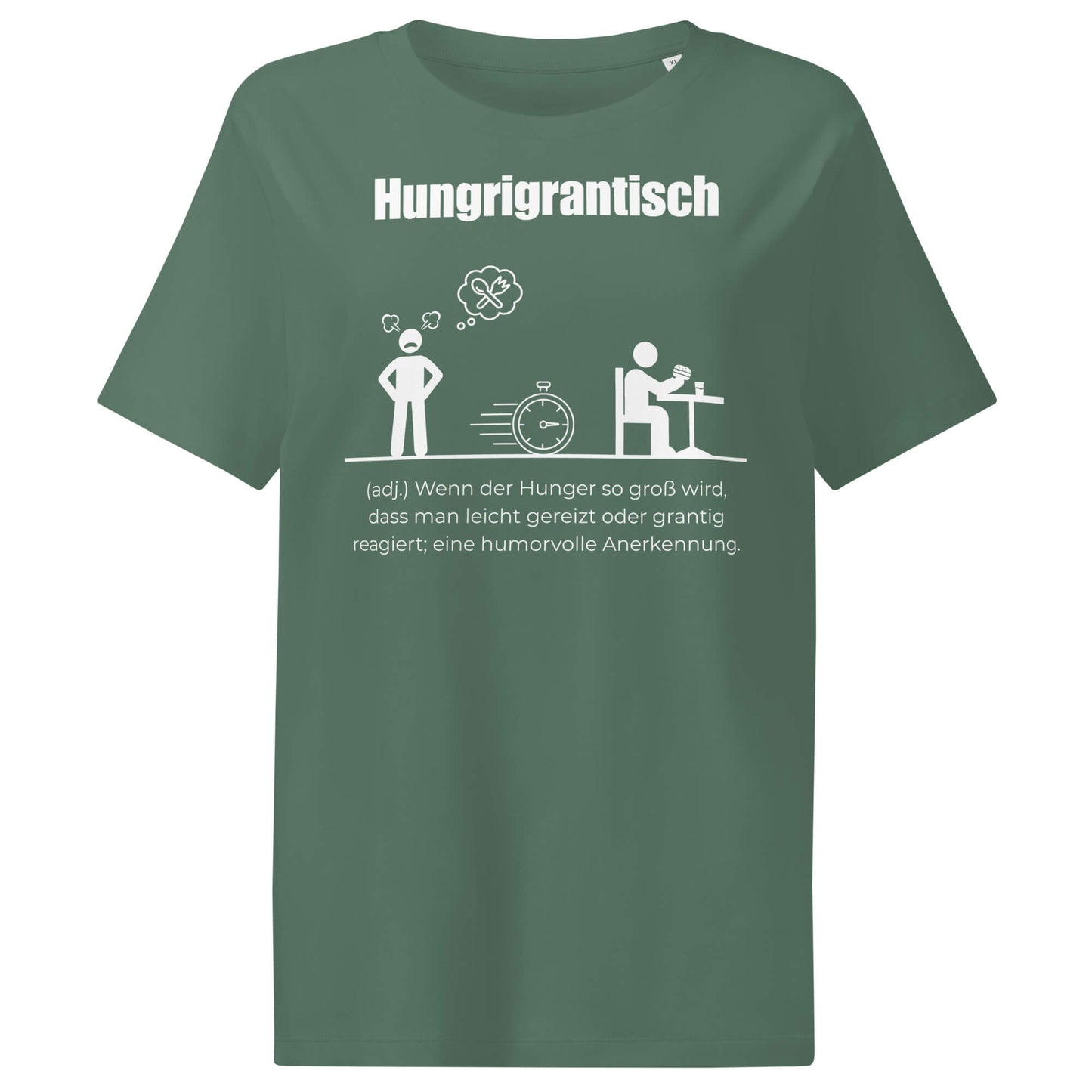 Hungrigrantisch Damen T-Shirt in Green Bay – weißer Aufdruck, Bio-Baumwolle, femininer Schnitt – Wortstolz