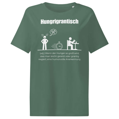 Hungrigrantisch Damen T-Shirt in Green Bay – weißer Aufdruck, Bio-Baumwolle, femininer Schnitt – Wortstolz