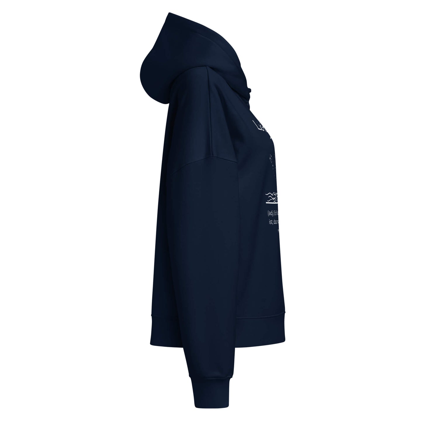 Lichtglaublich Damen Hoodie in French Navy – Bio-Baumwolle, femininer Schnitt – Ansicht rechts – Wortstolz