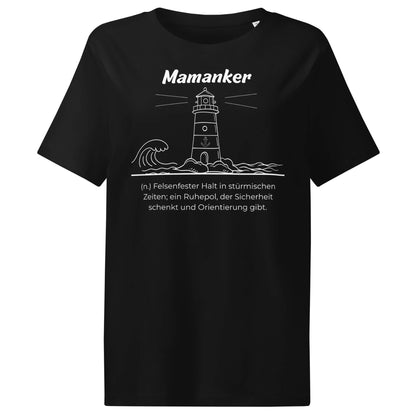 Mamanker Damen T-Shirt in Black – weißer Aufdruck, Bio-Baumwolle, femininer Schnitt – Wortstolz
