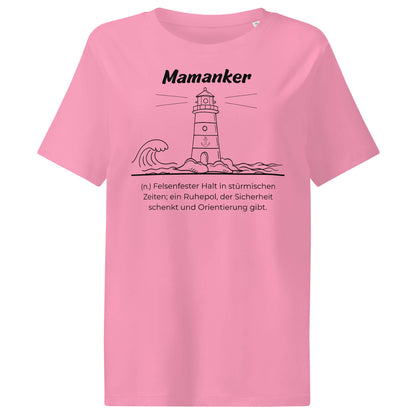 Mamanker Damen T-Shirt in Bubble Pink – schwarzer Aufdruck, Bio-Baumwolle, femininer Schnitt – Wortstolz