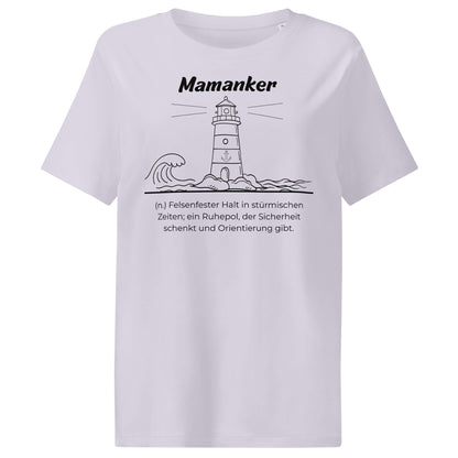 Mamanker Damen T-Shirt in Lavender – schwarzer Aufdruck, Bio-Baumwolle, femininer Schnitt – Wortstolz