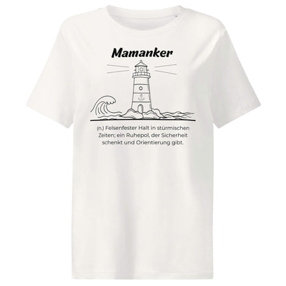 Mamanker Damen T-Shirt in Off White – schwarzer Aufdruck, Bio-Baumwolle, femininer Schnitt – Wortstolz