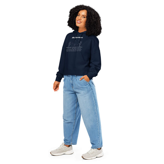 Mutterherz Damen Hoodie – French Navy – Model trägt Größe S – Wortstolz