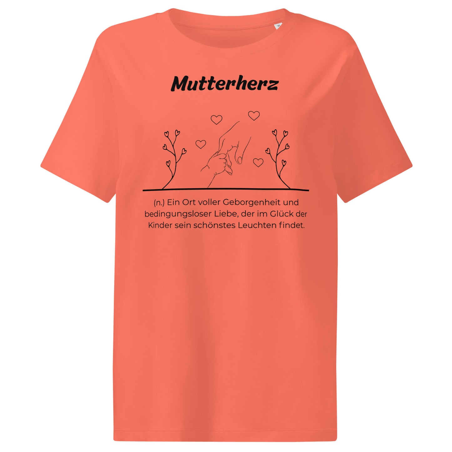 Mutterherz Damen T-Shirt in Fiesta – schwarzer Aufdruck, Bio-Baumwolle, femininer Schnitt – Wortstolz