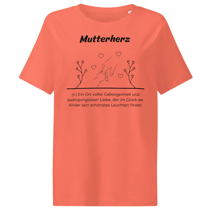 Mutterherz Damen T-Shirt in Fiesta – schwarzer Aufdruck, Bio-Baumwolle, femininer Schnitt – Wortstolz