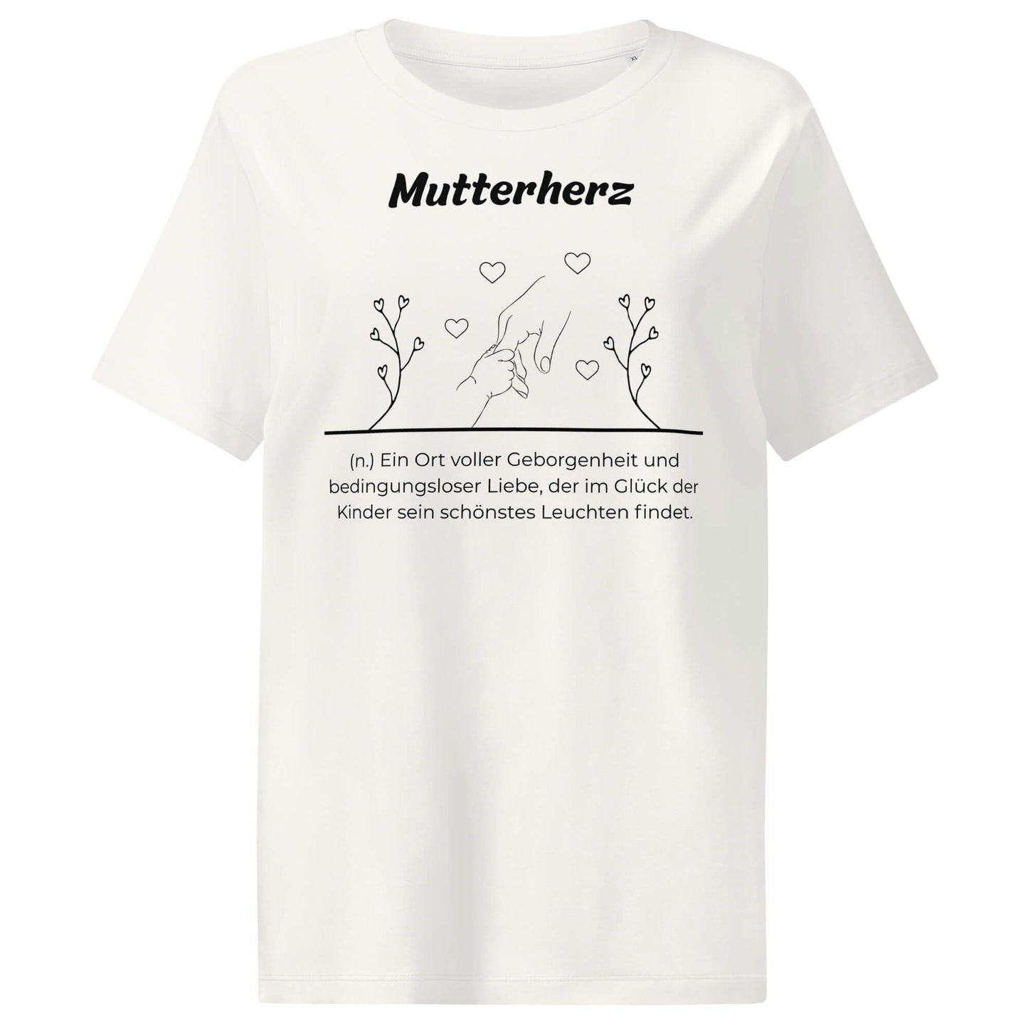 Muttterherz Damen T-Shirt in Off White – schwarzer Aufdruck, Bio-Baumwolle, femininer Schnitt – Wortstolz