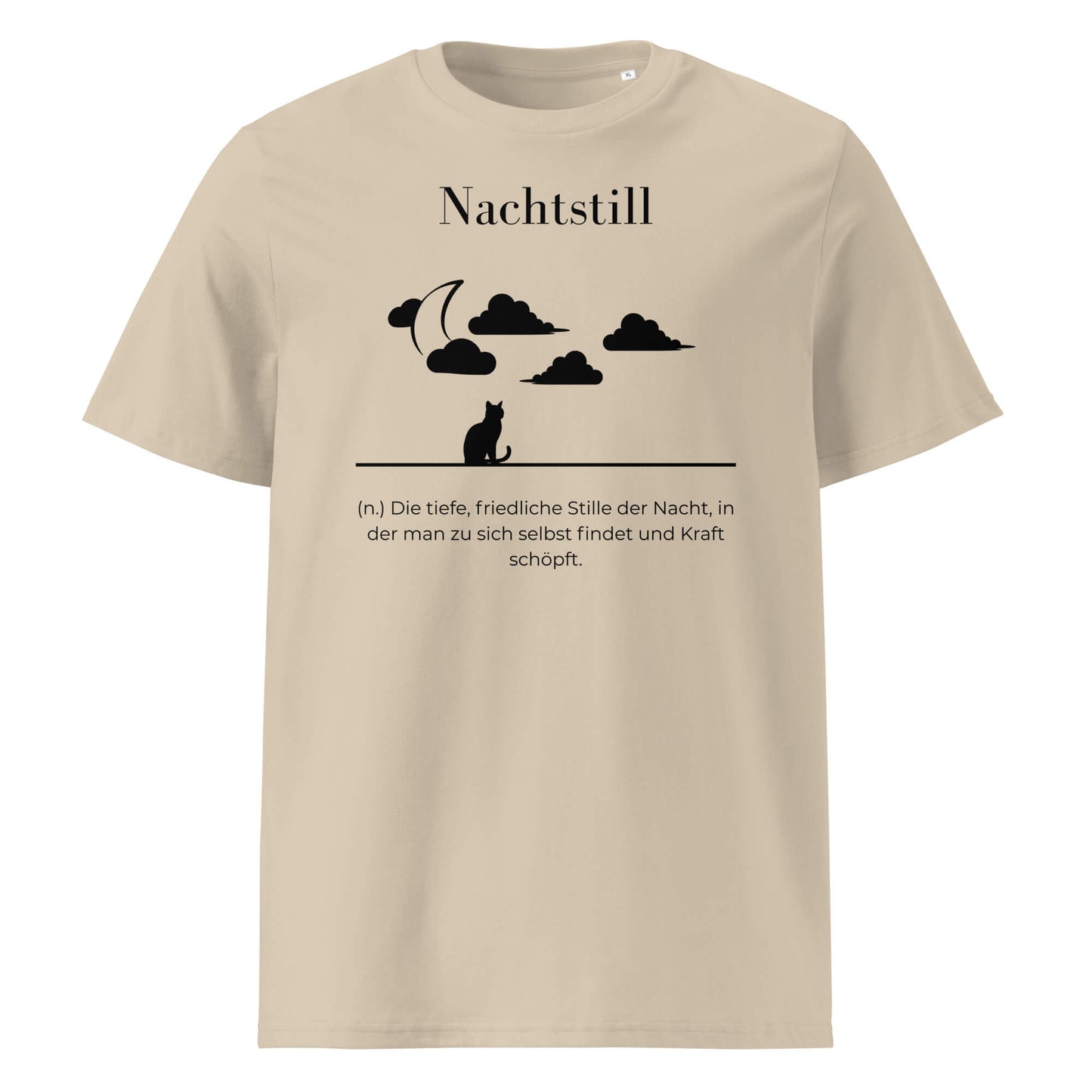 Nachtstill Herren T-Shirt in Desert Dust – schwarzer Aufdruck, Bio-Baumwolle, maskuliner Schnitt – Wortstolz