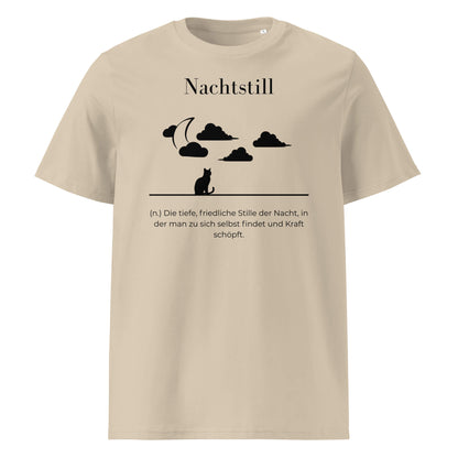 Nachtstill Herren T-Shirt in Desert Dust – schwarzer Aufdruck, Bio-Baumwolle, maskuliner Schnitt – Wortstolz