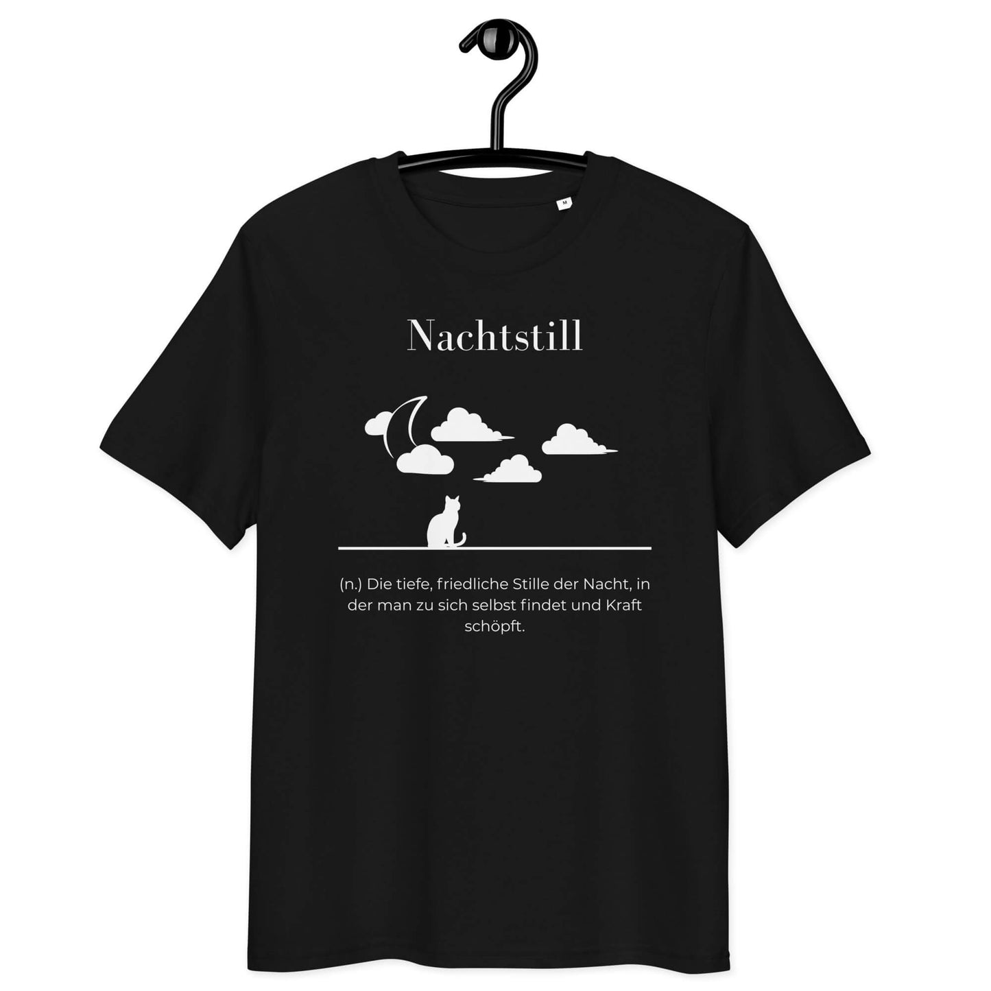 Sternenstolz Herren T-Shirt in Black – weißer Aufdruck, Bio-Baumwolle, Hängend am Kleiderbügel – Wortstolz